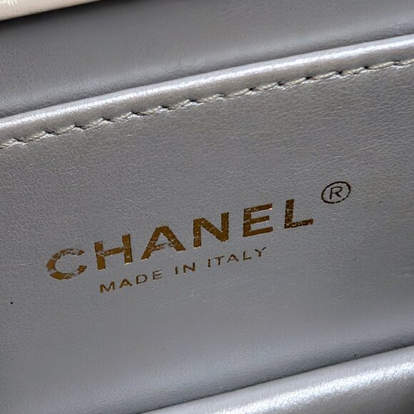 Chanel 19 White Lambskin Small Flap Bag with Pink/Blue Hardware - Picture 11 of 14